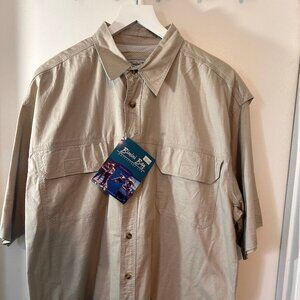 Bimini Bay Outfitters Khaki Vented Fishing Shirt Outdoor Safari Hiking NWT Large